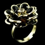 кольцо Черная роза  (Золотой)