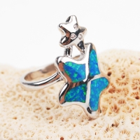 Кольцо с опалом в форме морской звезды (серебро)