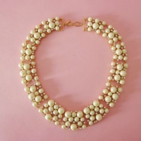 Fashion L.RUBY Large Pearl With Rhinestone Decor Necklace Jewelry